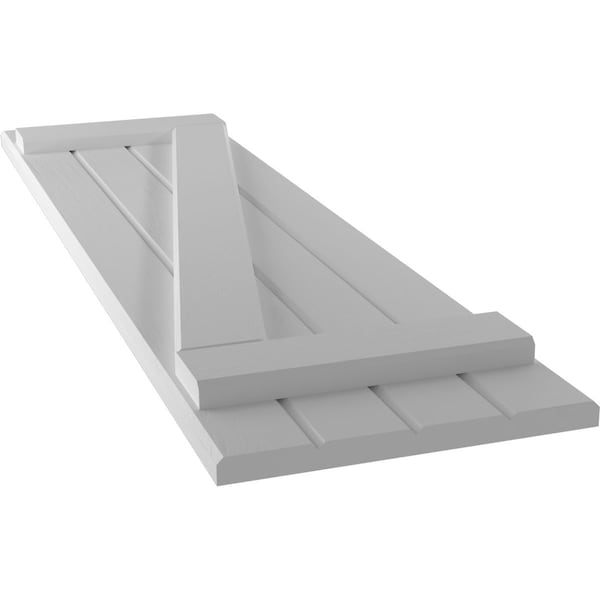 Ekena Millwork Americraft 4-Board (2 Batten) Wood Joined Board-n-Batten Shutters w/ Z-Bar, ARW102BB414X44PRH - ARW102BB414X44PRH