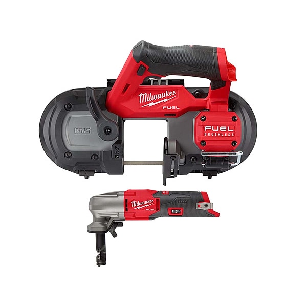 Milwaukee Tool M12 FUEL Compact Band Saw + 16 Gauge Variable Speed Nibbler - 2529-20, 2476-20