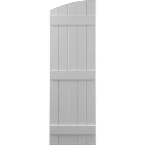 Ekena Millwork Americraft 5-Board (3 Batten) Wood Joined Board-n-Batten Shutters w/ Ellipt Top, ARW401BE518X38PRH - ARW401BE518X38PRH