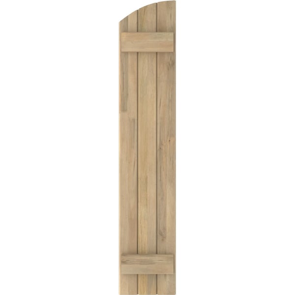 Ekena Millwork Americraft 3-Board (2 Batten) Wood Joined Board-n-Batten Shutters w/Ellipt Top, ARW101BE311X60UNH, PR - ARW101BE311X60UNH