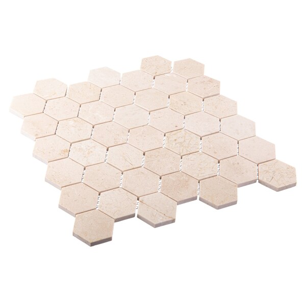 Andova Tiles SAMPLE Channing 2 x 2 Marble Honeycomb Mosaic Floor Use Tile - SAM-ANDCHA130