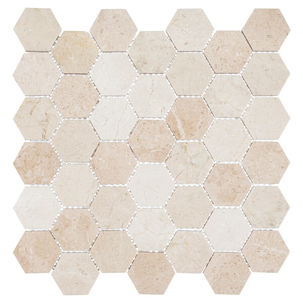 Andova Tiles SAMPLE Channing 2 x 2 Marble Honeycomb Mosaic Floor Use Tile - SAM-ANDCHA130