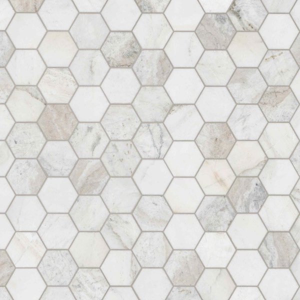 Msi Arabescato Venato White Hexagon Sample Honed Marble Mosaic Floor And Wall Tile - ZOR-MD-0619-SAM