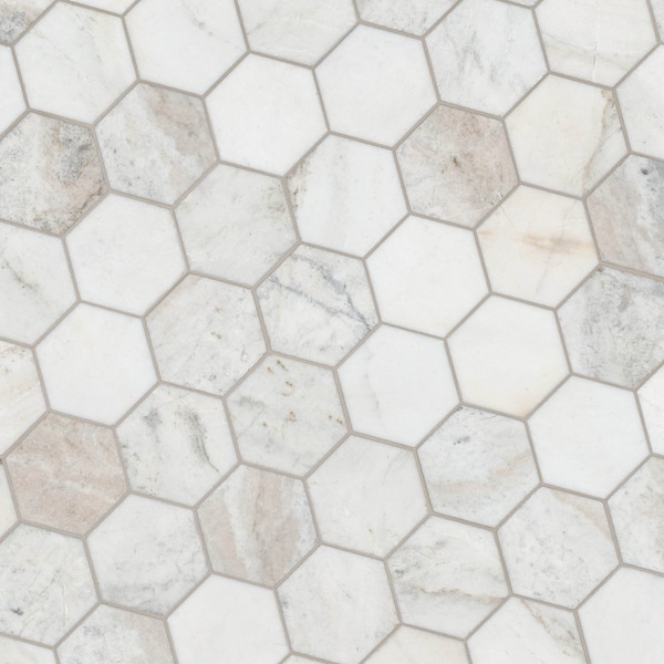 Msi Arabescato Venato White Hexagon Sample Honed Marble Mosaic Floor And Wall Tile - ZOR-MD-0619-SAM