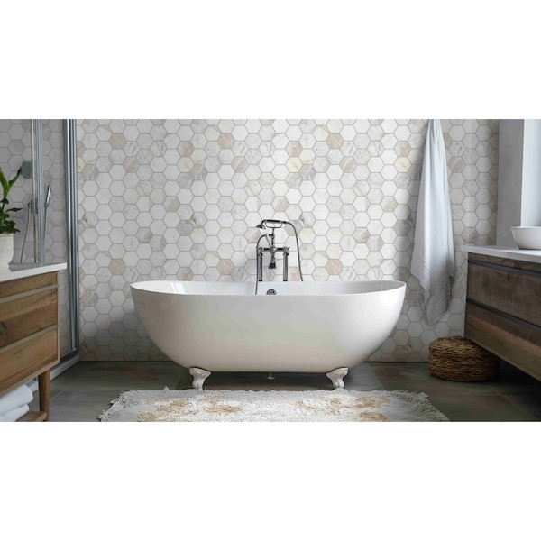 Msi Arabescato Venato White Hexagon Sample Honed Marble Mosaic Floor And Wall Tile - ZOR-MD-0619-SAM