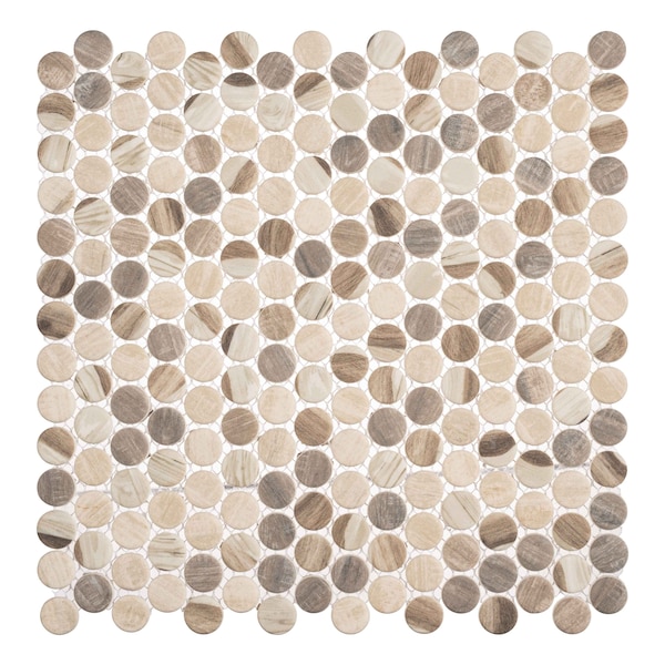 Andova Tiles SAMPLE Dexo 1 x 1 Glass Penny Round Mosaic Wall  Floor Tile - SAM-ANDDEX333