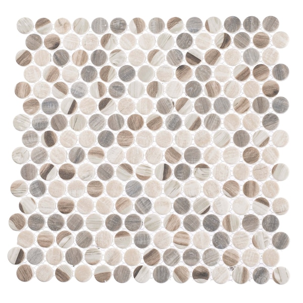Andova Tiles SAMPLE Dexo 1 x 1 Glass Penny Round Mosaic Wall  Floor Tile - SAM-ANDDEX333