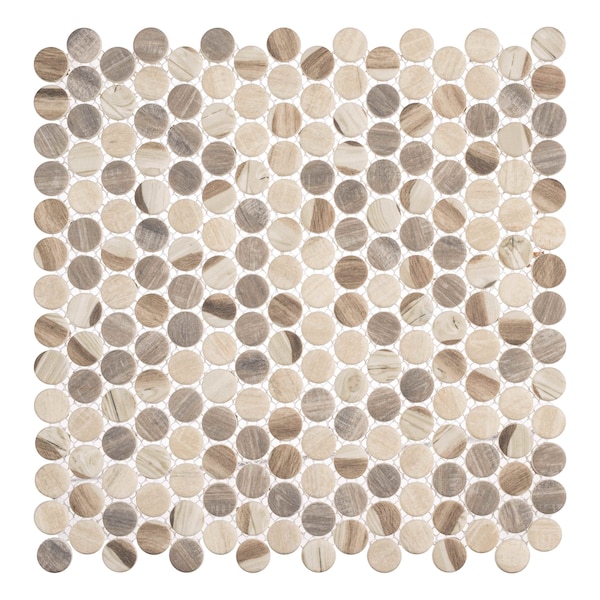 Andova Tiles SAMPLE Dexo 1 x 1 Glass Penny Round Mosaic Wall  Floor Tile - SAM-ANDDEX333