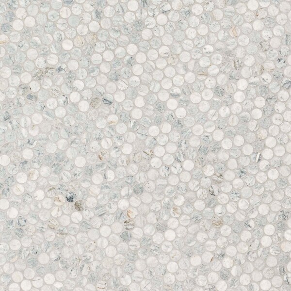 Msi Capri Blue Round Honed 11.70 in X 12.44 in Honed Marble Mesh Mounted Mosaic Tile, 10PK - ZOR-MD-0592