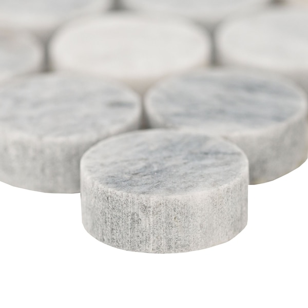 Msi Capri Blue Round Honed 11.70 in X 12.44 in Honed Marble Mesh Mounted Mosaic Tile, 10PK - ZOR-MD-0592