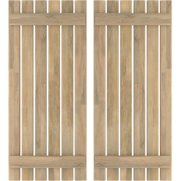 Ekena Millwork Americraft 6-Board (2 Batten) Exterior Real Wood Spaced Board-n-Batten Shutters, ARW101SB623X64UNH, PR - ARW101SB623X64UNH