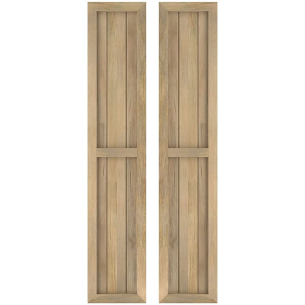 Ekena Millwork Americraft 3-Board Exterior Wood 2 Equal Panel Framed Board-n-Batten Shutters, ARW101BF311X34UNH, PR - ARW101BF311X34UNH