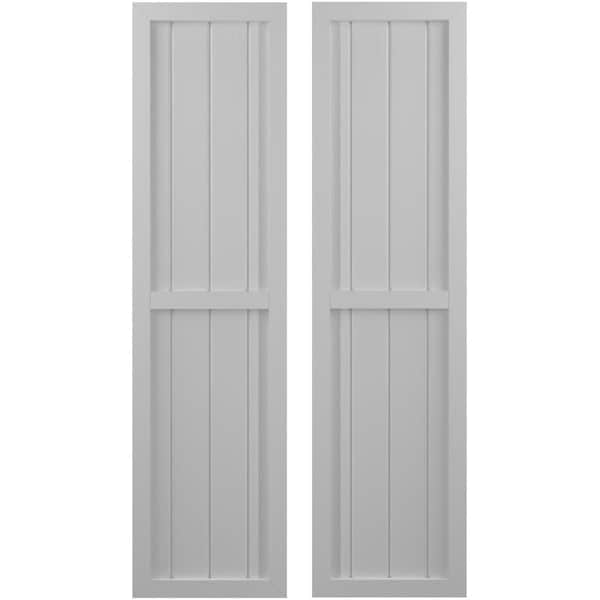 Ekena Millwork Americraft 4-Board Exterior Wood 2 Equal Panel Framed Board-n-Batten Shutters, ARW101BF414X31PRH - ARW101BF414X31PRH