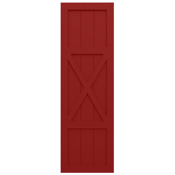 Ekena Millwork True Fit PVC Center X-Board Farmhouse Fixed Mount Shutters, Fire Red , 15W x 42H, PR - TFP107FH15X042BR