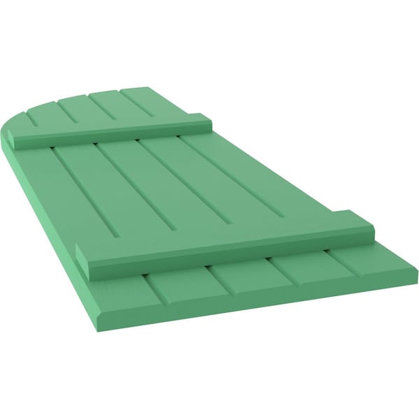 Ekena Millwork Americraft 5-Board (2 Batten) Wood Joined Board-n-Batten Shutters w/ Arch Top, ARW101BQ518X33LPH, PR - ARW101BQ518X33LPH