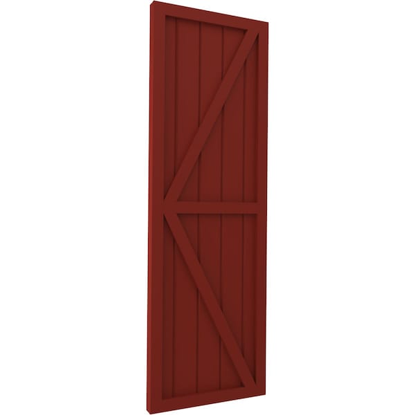 Ekena Millwork Americraft 5-Board Wood 2 Equal Panel Frmd Board-n-Batten Shutters w/Dubl Z-Bar, ARW102BF518X37MRH, PR - ARW102BF518X37MRH
