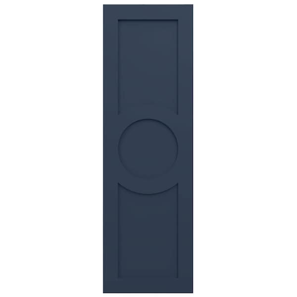 Ekena Millwork True Fit PVC Center Circle Arts & Crafts Fixed Mount Shutters, Starless Night Blue, 18W x 37H, PR - TFP001AC18X037OB