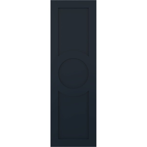 Ekena Millwork True Fit PVC Center Circle Arts & Crafts Fixed Mount Shutters, Starless Night Blue, 18W x 37H, PR - TFP001AC18X037OB