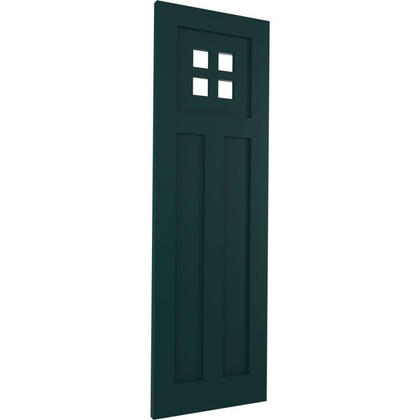 Ekena Millwork True Fit PVC San Antonio Mission Style Fixed Mount Shutters, Thermal Green, 12W x 34H, PR - TFP001ST12X034FG