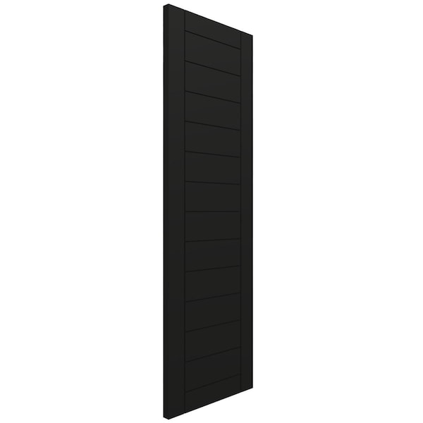 Ekena Millwork True Fit PVC Horizontal Slat Framed Modern Style Fixed Mount Shutters, Black, 18W x 63H, PR - TFP001HF18X063BL