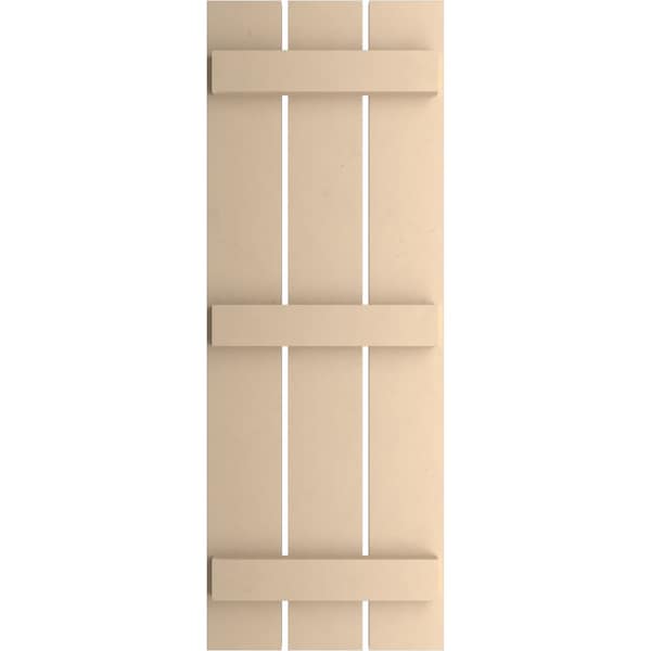 Ekena Millwork Rustic Three Board Spaced Board-n-Batten Smooth Faux Wood Shutters, 17 1/2W x 88H, PR - SHUBSS17X88SMPR