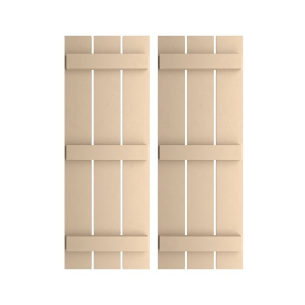 Ekena Millwork Rustic Three Board Spaced Board-n-Batten Smooth Faux Wood Shutters, 17 1/2W x 88H, PR - SHUBSS17X88SMPR