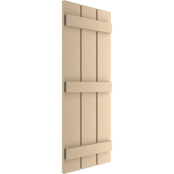 Ekena Millwork Rustic Three Board Spaced Board-n-Batten Smooth Faux Wood Shutters, 17 1/2W x 88H, PR - SHUBSS17X88SMPR