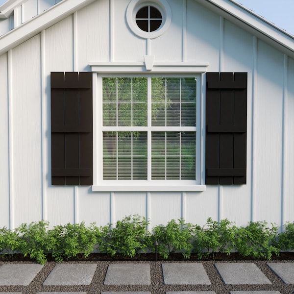 Ekena Millwork Rustic Three Board Spaced Board-n-Batten Smooth Faux Wood Shutters, 17 1/2W x 88H, PR - SHUBSS17X88SMPR