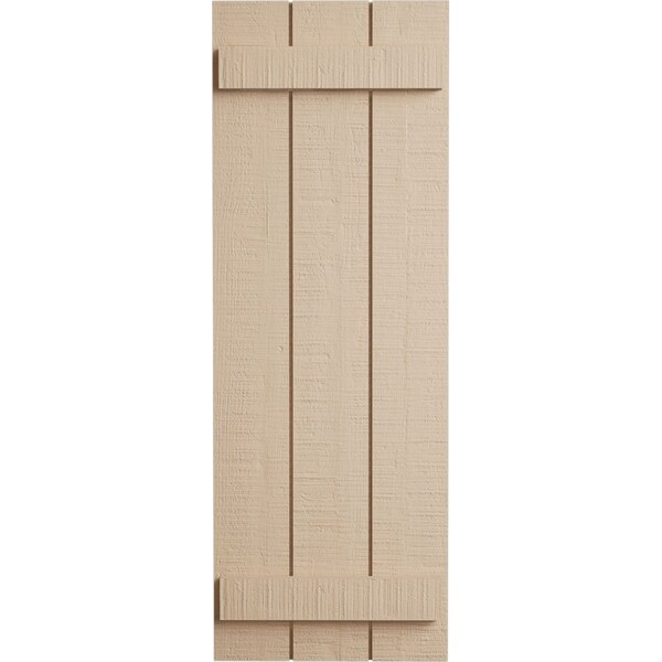 Ekena Millwork Rustic Three Board Joined Board-n-Batten Rough Cedar Faux Wood Shutters, 16 1/2W x 38H, PR - SHUBJS16X38RCPR