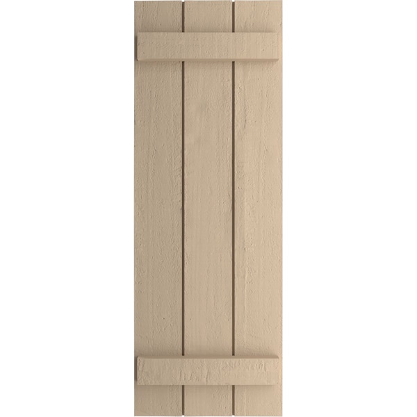 Ekena Millwork Rustic Three Board Joined Board-n-Batten Rough Cedar Faux Wood Shutters, 16 1/2W x 38H, PR - SHUBJS16X38RCPR