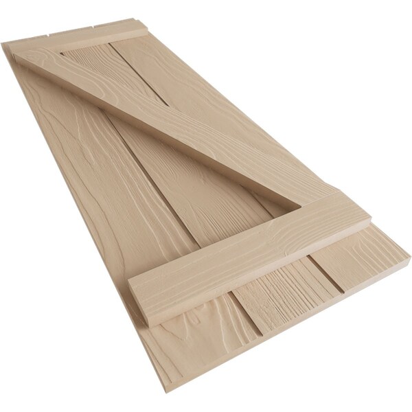 Ekena Millwork Rustic Three Board Joined Board-n-Batten Sandblasted Faux Wood Shutters w/Z-Board, 16 1/2W x 36H, PR - SHUBJZ16X36SDPR