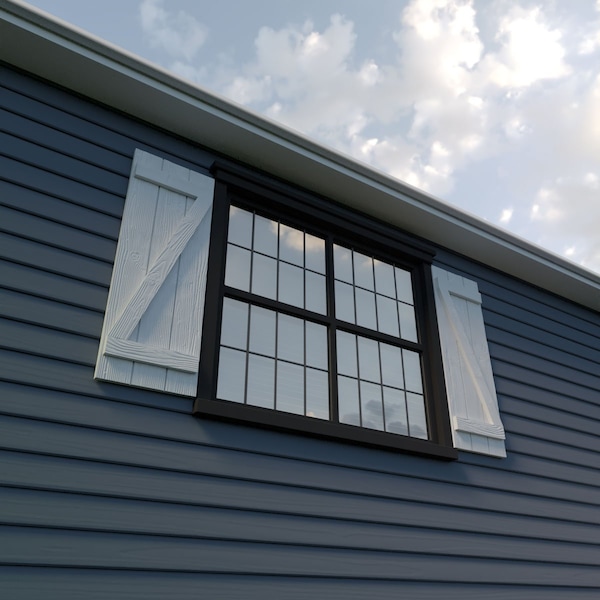 Ekena Millwork Rustic Three Board Joined Board-n-Batten Sandblasted Faux Wood Shutters w/Z-Board, 16 1/2W x 36H, PR - SHUBJZ16X36SDPR
