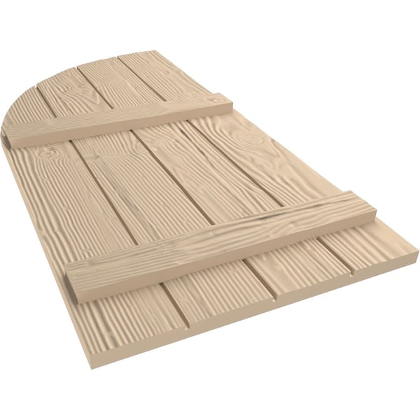 Ekena Millwork Sandblasted 4 Board Joined Board-n-Batten w/Quarter Round Arch Top Faux Wood Shutters, 22W x 90H, PR - SHUBJQ22X90SDPR