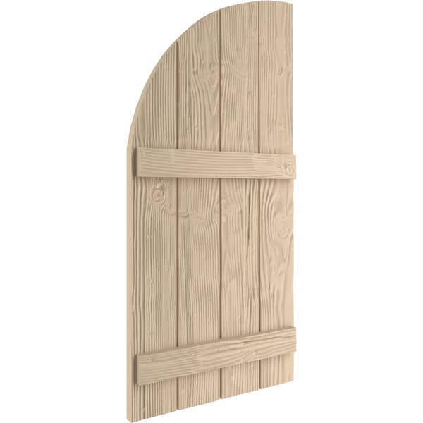 Ekena Millwork Sandblasted 4 Board Joined Board-n-Batten w/Quarter Round Arch Top Faux Wood Shutters, 22W x 90H, PR - SHUBJQ22X90SDPR