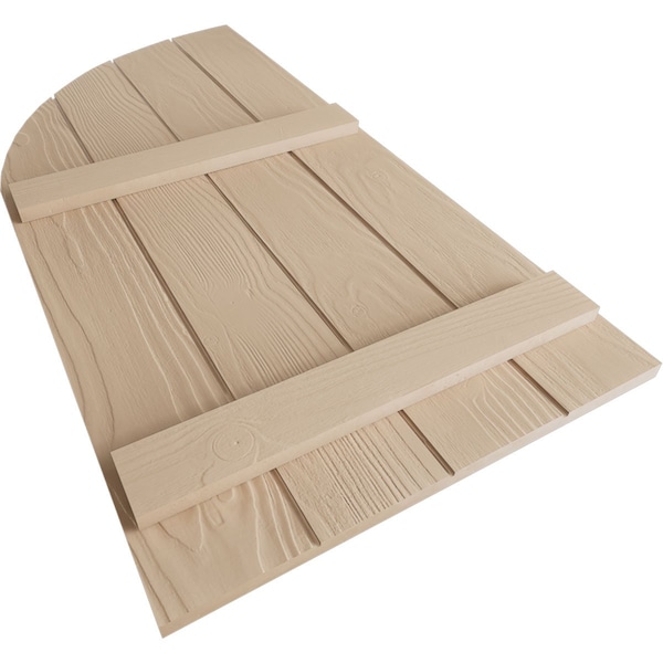 Ekena Millwork Sandblasted 4 Board Joined Board-n-Batten w/Quarter Round Arch Top Faux Wood Shutters, 22W x 90H, PR - SHUBJQ22X90SDPR