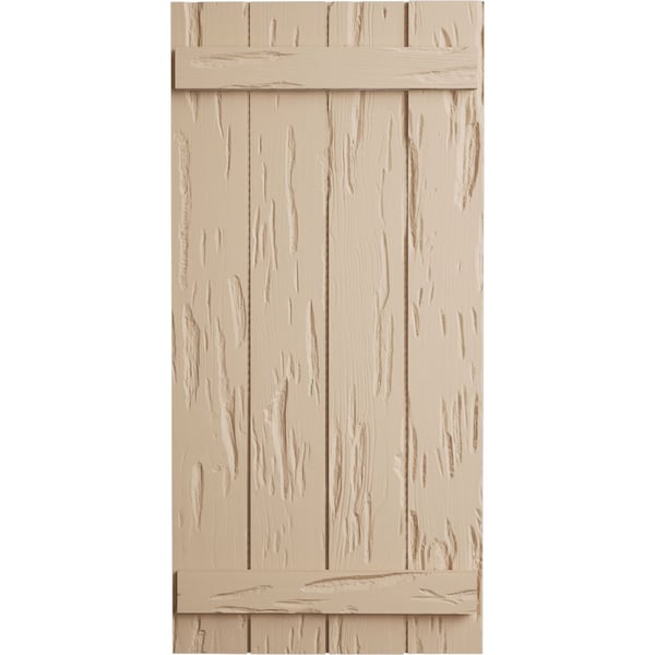 Ekena Millwork Rustic Four Board Joined Board-n-Batten Pecky Cypress Faux Wood Shutters, 22"W x 32"H - SHUBJS22X32PCPR