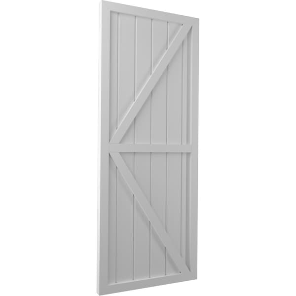 Ekena Millwork Americraft 6-Board Wood 2 Equal Panel Frmd Board-n-Batten Shutters w/ Dubl Z-Bar, ARW102BF621X39PRH - ARW102BF621X39PRH