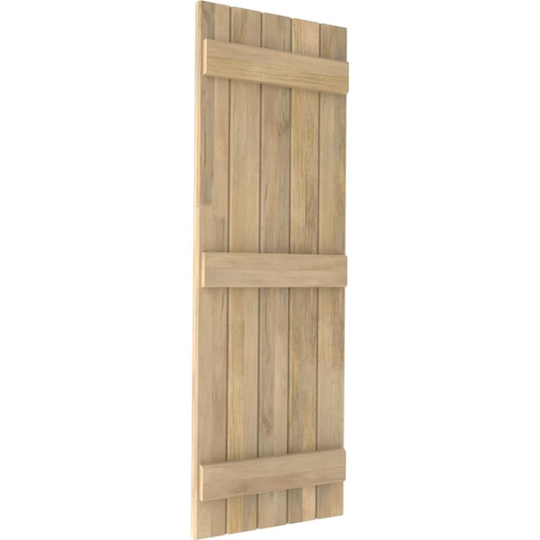 Ekena Millwork Americraft 5-Board (3 Batten) Exterior Real Wood Joined Board-n-Batten Shutters, ARW401BB518X55UNH, PR - ARW401BB518X55UNH