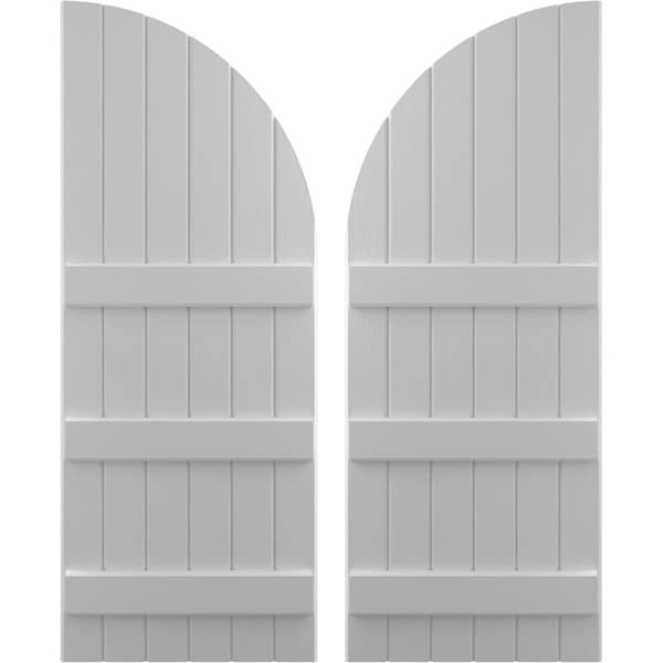 Ekena Millwork Americraft 6-Board (3 Batten) Wood Joined Board-n-Batten Shutters w/ Arch Top, ARW401BQ621X36PRH - ARW401BQ621X36PRH