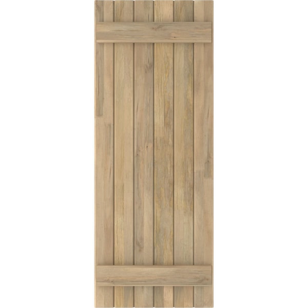 Ekena Millwork Americraft 6-Board (2 Batten) Exterior Real Wood Joined Board-n-Batten Shutters, ARW101BB621X59UNH, PR - ARW101BB621X59UNH