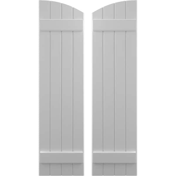 Ekena Millwork Americraft 4-Board (2 Batten) Wood Joined Board-n-Batten Shutters w/ Ellipt Top, ARW101BE414X73PRH - ARW101BE414X73PRH