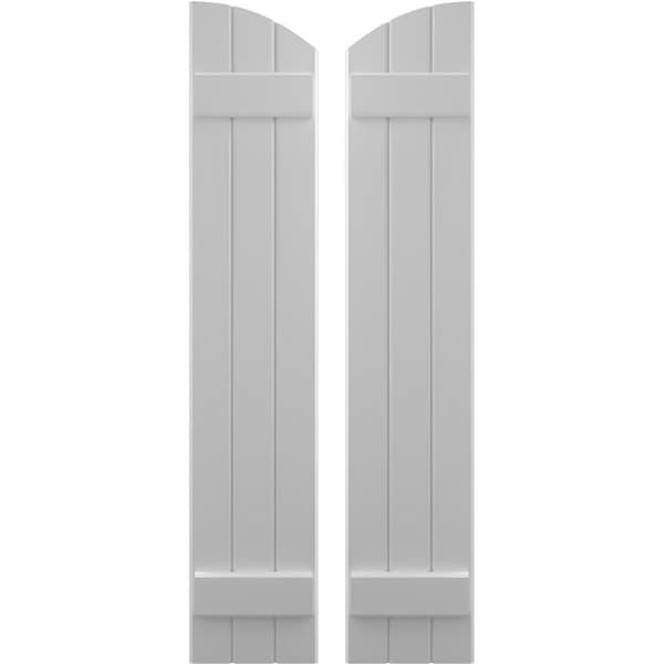 Ekena Millwork Americraft 3-Board (2 Batten) Wood Joined Board-n-Batten Shutters w/ Ellipt Top, ARW101BE311X43PRH - ARW101BE311X43PRH