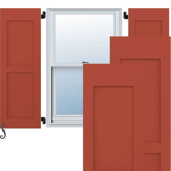 Ekena Millwork Americraft 2 Equal Flat Panel Exterior Real Wood Shutters, RW101FP18X60CLH, PR - RW101FP18X60CLH