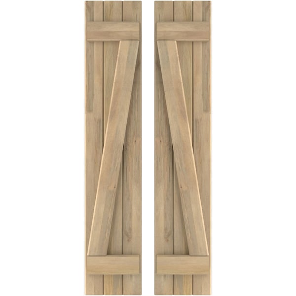 Ekena Millwork Americraft 3-Board (2 Batten) Wood Joined Board-n-Batten Shutters w/ Z-Bar, ARW102BB311X36UNH, PR - ARW102BB311X36UNH