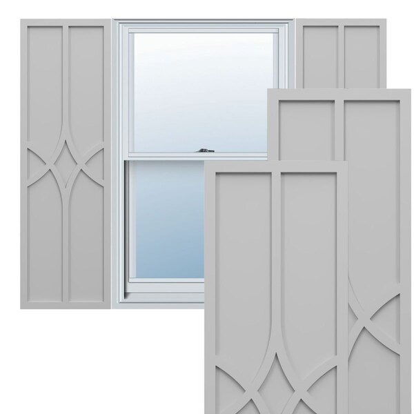 Ekena Millwork True Fit PVC Cedar Park Fixed Mount Shutters, Primed, 18"W x 61"H - TFP001CP18X061PR