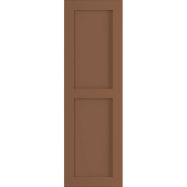 Ekena Millwork True Fit PVC Two Equal Flat Panel Shutters, Burnt Toffee, 12W x 29H, PR - TFP101FPF12X029BT