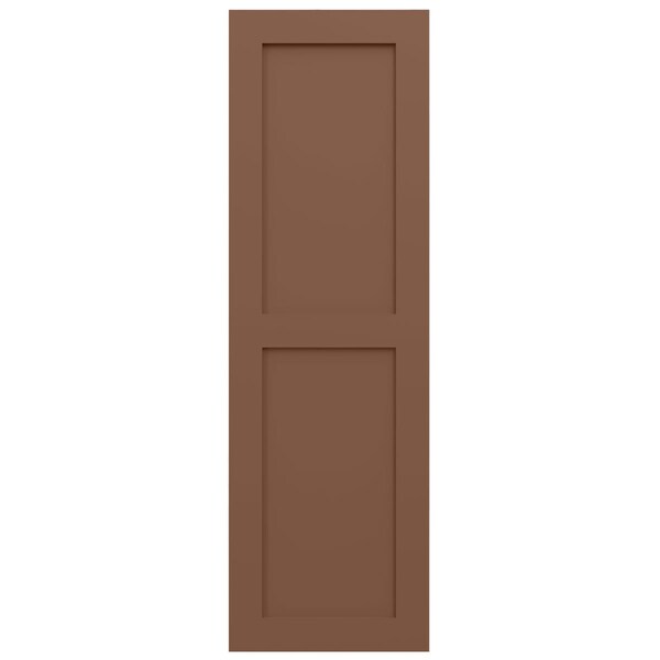 Ekena Millwork True Fit PVC Two Equal Flat Panel Shutters, Burnt Toffee, 12W x 29H, PR - TFP101FPF12X029BT