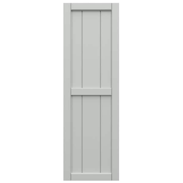 Ekena Millwork True Fit PVC, Four Board Framed Board-n-Batten Shutters, Hailstorm Gray, 21 1/2W x 86H, PR - TFP101BF21X086ST