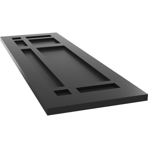 Ekena Millwork True Fit PVC San Juan Capistrano Mission Style Fixed Mount Shutters, Black, 12W x 48H, PR - TFP001SJ12X048BL