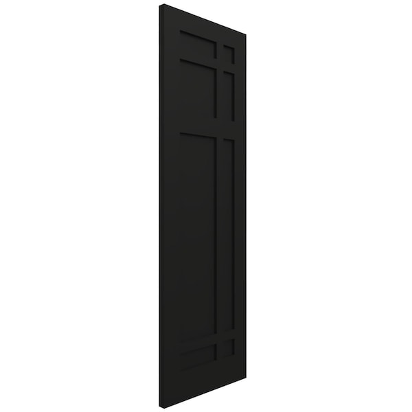 Ekena Millwork True Fit PVC San Juan Capistrano Mission Style Fixed Mount Shutters, Black, 12W x 48H, PR - TFP001SJ12X048BL